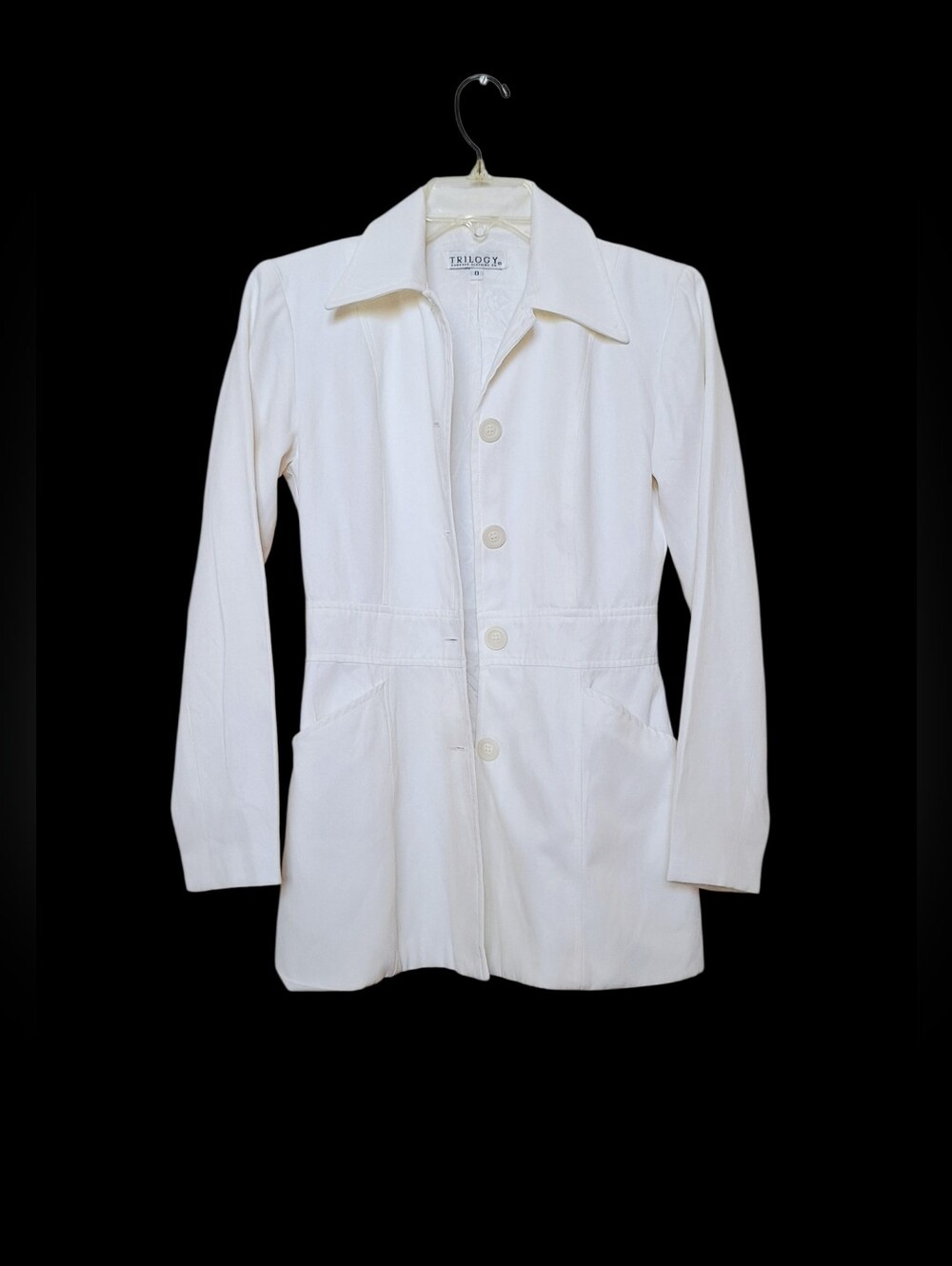 Vintage 90s Trilogy Rampage Blazer Jacket Tailored Lined Minimalist Y2K White 0
